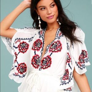 Free People Cora White Embroidered Dress, Size XS